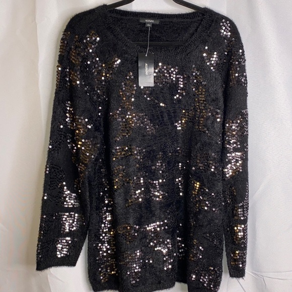 Alfani Embellished Sequin Eyelash Sweater - Picture 1 of 7